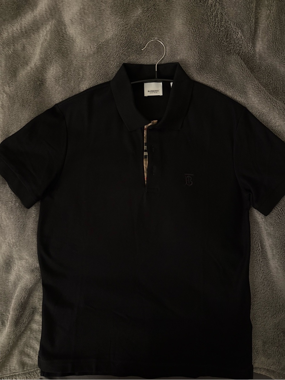 Burberry Black Polo with Signature Check Placket